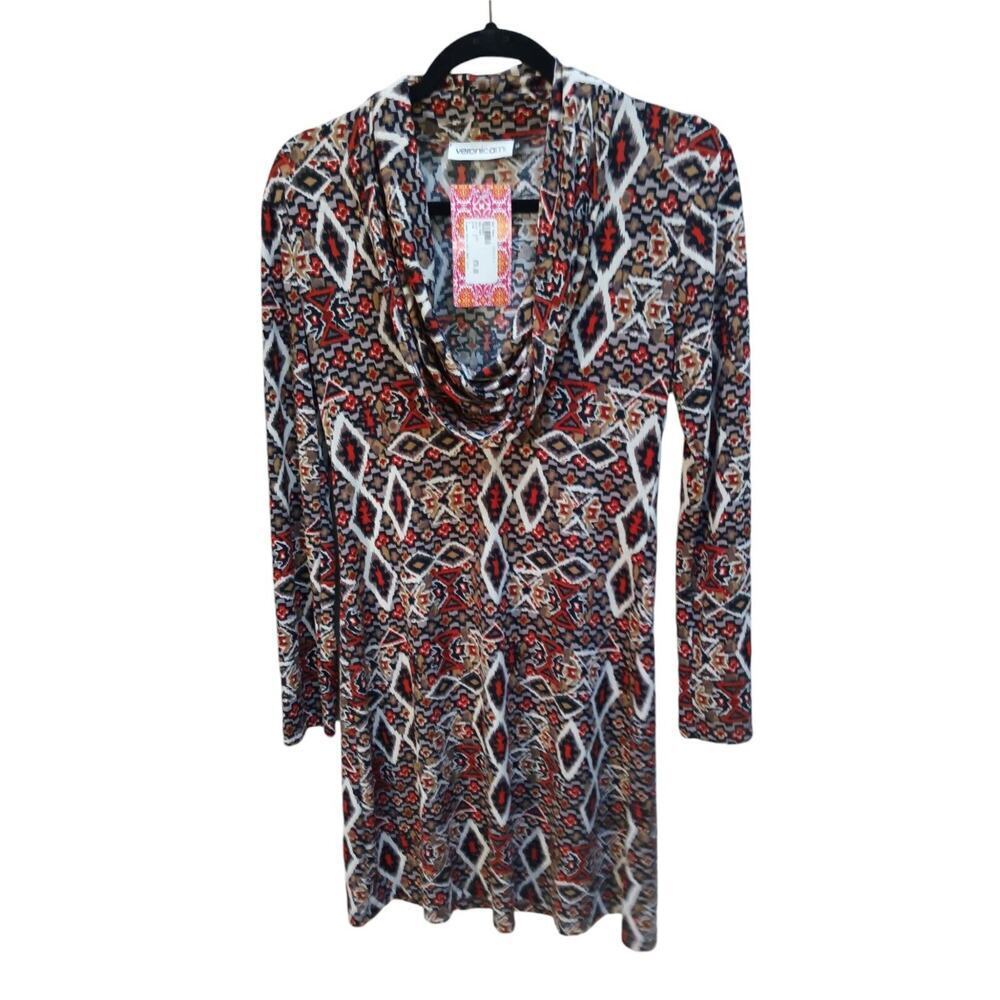 Veronica M Dress NWT Cowl Neck Size S Aztec Tunic Long Sleeve.